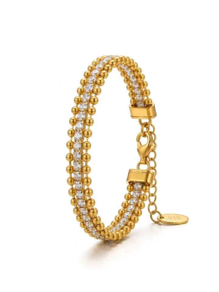 Pulsera Brillo Geométrico Enchape 16K