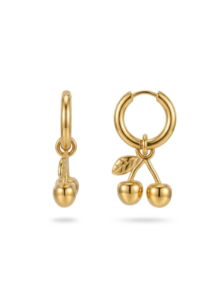 Aretes Cereza Enchape 18K