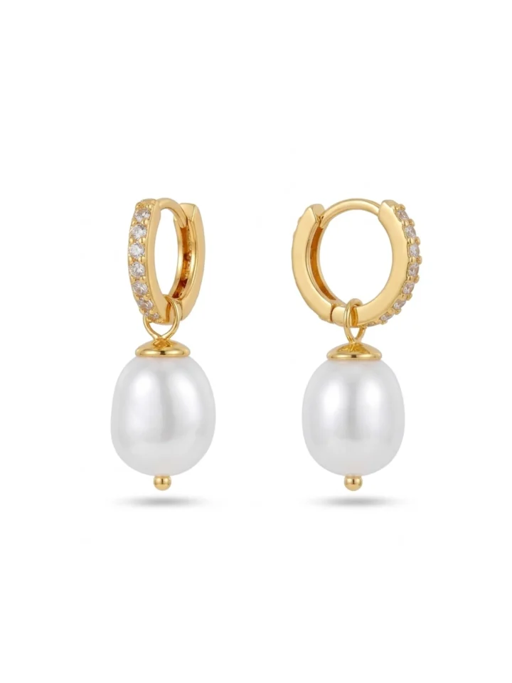 Aretes Perla Elegante Enchape 18K