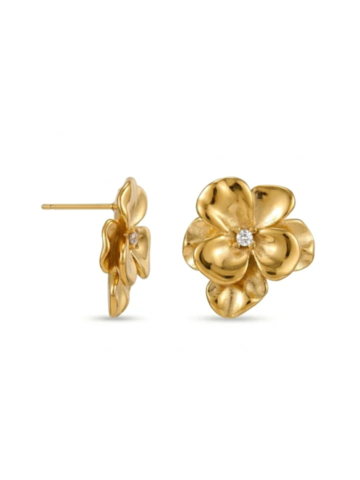 Aretes Flor Royale Enchape 18K
